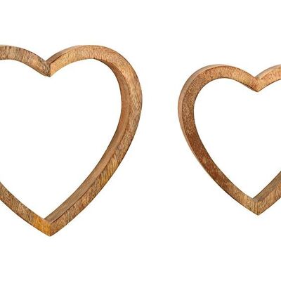 Set cuore in legno di mango marrone, set da 2, (L/A/P) 22x22x3 cm 29x28x3 cm