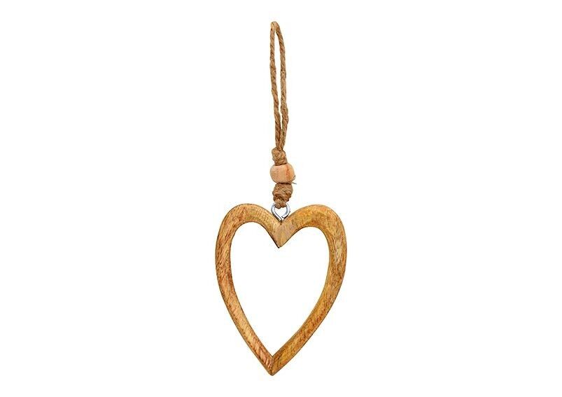 Cuore da appendere in legno di mango marrone (L/A/P) 6x9x1 cm