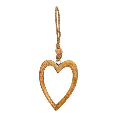 Corazón colgante de madera de mango marrón (An/Al/Pr) 6x9x1cm