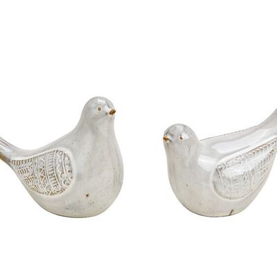 Pájaro de porcelana gris 2 veces, (An/Al/Pr) 14x9x6cm