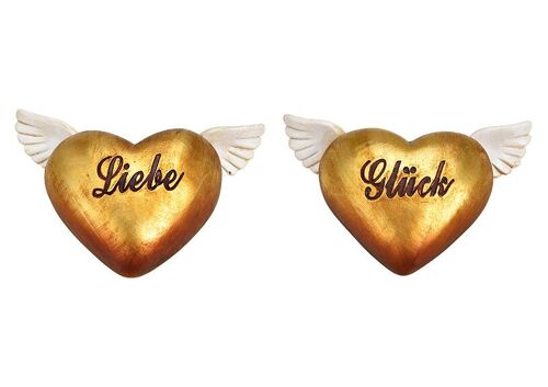 Herz, Liebe, Glück aus Poly Gold 2-fach, (B/H/T) 11x3x8cm