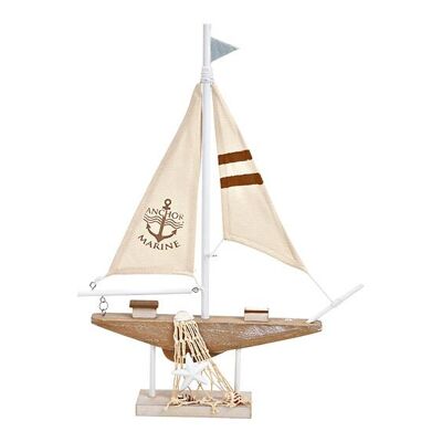 Espositore per barca a vela in legno, lino naturale (L/A/P) 29x40x5 cm