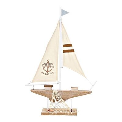 Espositore per barca a vela in legno, lino naturale (L/A/P) 41x60x8 cm