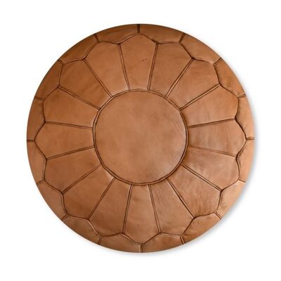 Premium XL Leather Pouf Natural Brown cover