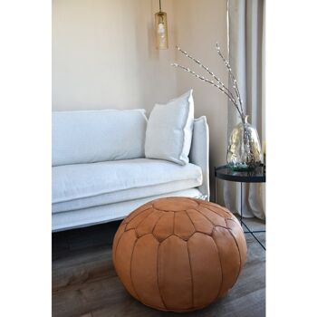 Pouf en cuir Premium XL housse marron naturel 2