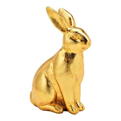 Lapin en poly or (L/H/P) 10x16x6cm