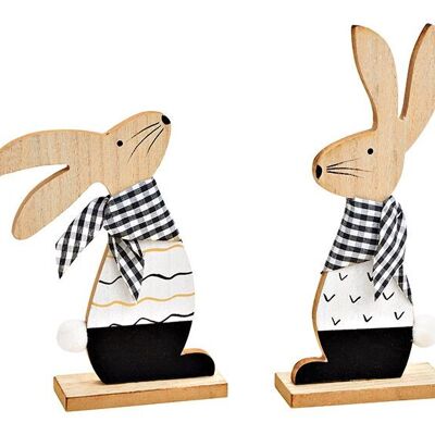 Hase aus Holz Weiß, schwarz 2-fach, (B/H/T) 10x22x4cm 15x18x4cm