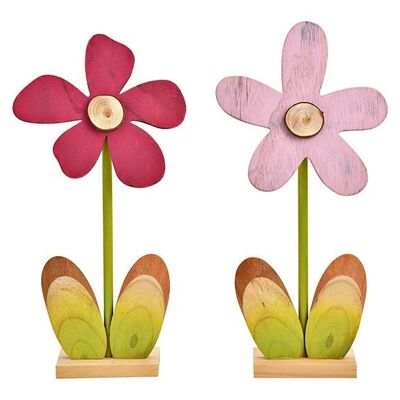 Blume aus Holz Pink/Rosa 2-fach, (B/H/T) 16x36x5cm