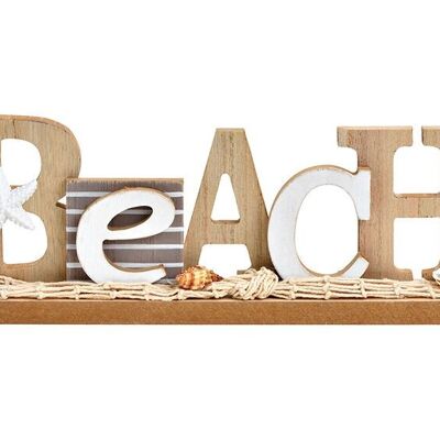 Letras de pie, playa, decoración marítima de madera natural (An/Al/Pr) 30x10x4cm