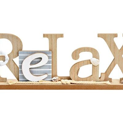 Aufsteller Schriftzug, Relax, Maritim Dekor aus Holz Natur (B/H/T) 40x13x5cm