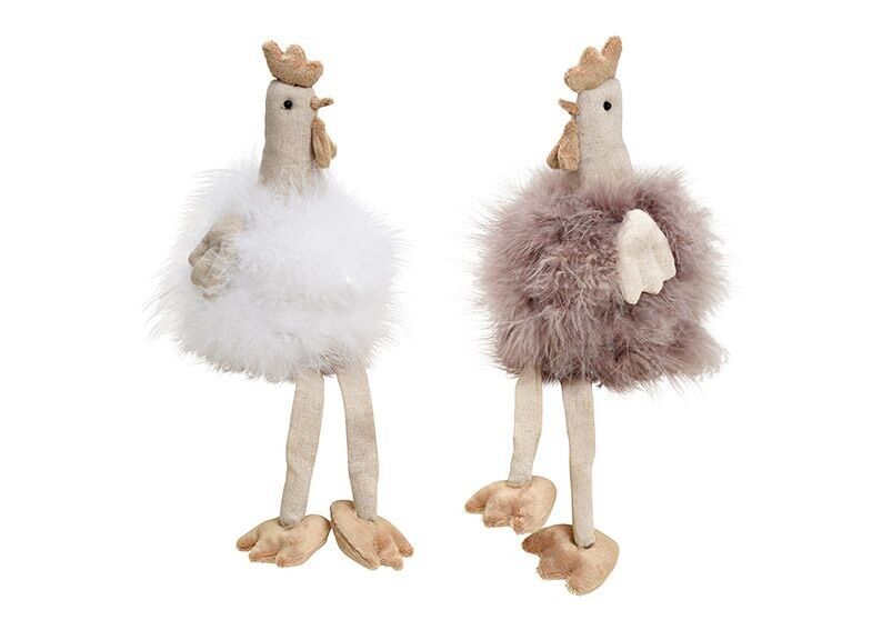 Sgabello Edge pollo in tessuto, plastica bianco, marrone 2 volte, (L/A/P) 15x23/40x15 cm