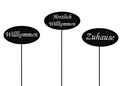 Stecker, Willkommen, Herzlich Willkommen, Zuhause, aus Metall Schwarz 3-fach, (B/H) 20x60cm