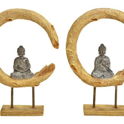 Supporto per Buddha in poliestere marrone, 2 volte, (L/A/P) 21x29x6 cm