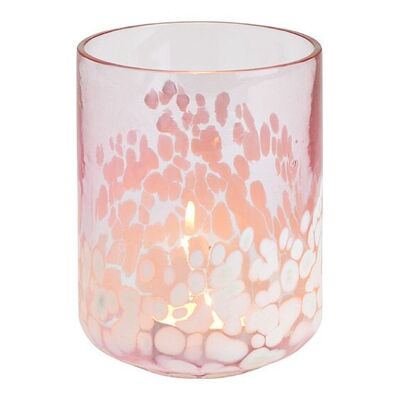 Lanterna in vetro rosa/rosa (L/A/P) 8x10x8 cm