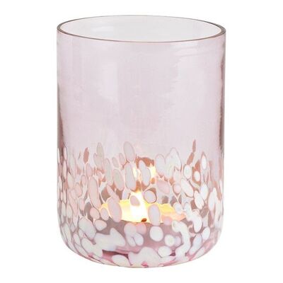 Lanterna in vetro rosa/rosa (L/A/P) 10x14x10 cm