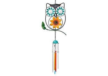 Carillon éolien suspendu hibou en métal, coloré (L/H/P) 30x100x5cm