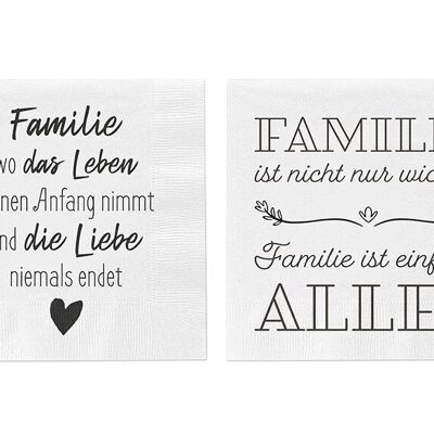 Servietten 20er Pack Familie aus Papier/Pappe Weiß 2-fach, (B/H) 33x33cm