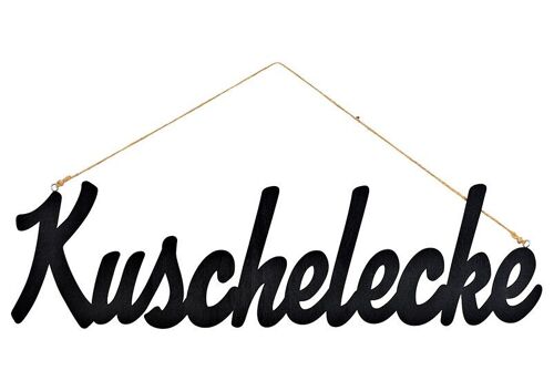 Hänger Schriftzug Kuschelecke aus Holz Schwarz (B/H) 43x12cm