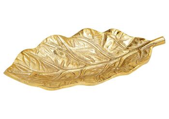 Feuille de bol décorative en métal doré (L/H/P) 24x3x12cm