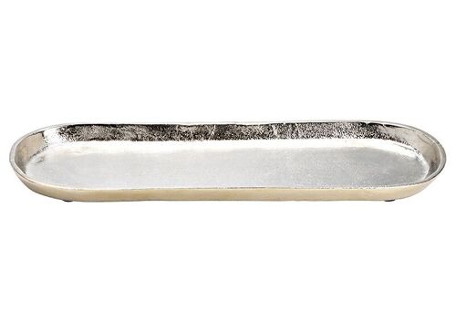 Deko Schale aus Metall Silber (B/H/T) 42x2x13cm