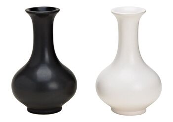 Vase en céramique noir, blanc 2 fois, (L/H/P) 8x13x8cm