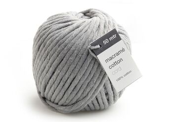 Ruban d'emballage cordon MACRAMÉ COTON 50mxØ5mm, Gris, 100% coton, 1059.5005.80