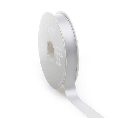 Ruban cadeau PREMIUM DF SATIN 25mx16mm, Argent, 100% Polyester, 3301.2516.01