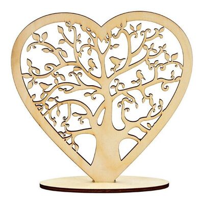 Supporto decorativo per albero a forma di cuore in legno naturale (L/A/P) 20x20x6 cm