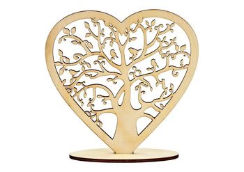Support décoratif arbre cœur en bois naturel (L/H/P) 20x20x6cm