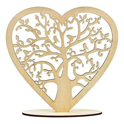 Supporto decorativo per albero a forma di cuore in legno naturale (L/A/P) 30x30x8 cm