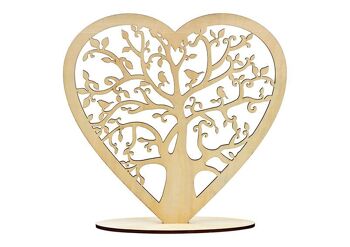 Support décoratif arbre cœur en bois naturel (L/H/P) 30x30x8cm