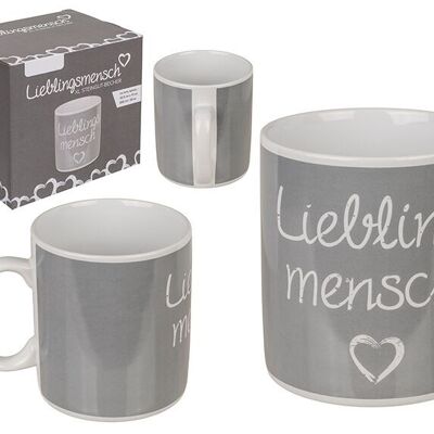 Becher Lieblingsmensch aus Keramik Grau (B/H/T) 12x11x9cm 330ml