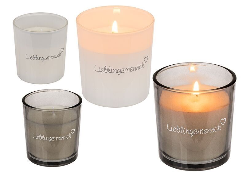 Candela in bicchiere, persona preferita, bianca, 2 volte, (L/A/P) 7x7x7 cm