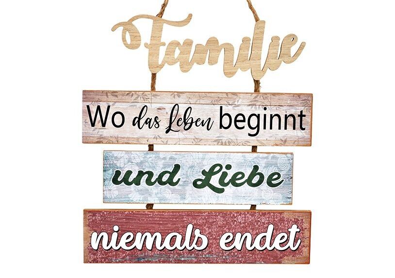 Wandbild Sprüche, Familie..., aus Holz Bunt (B/H/T) 33x36x1,5cm