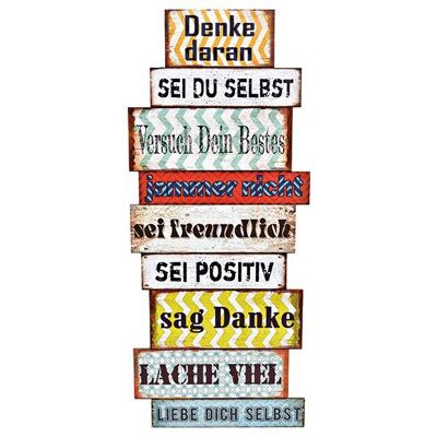 Cuadro de pared con frases de madera de colores (an/al/pr) 40x95x2,5cm
