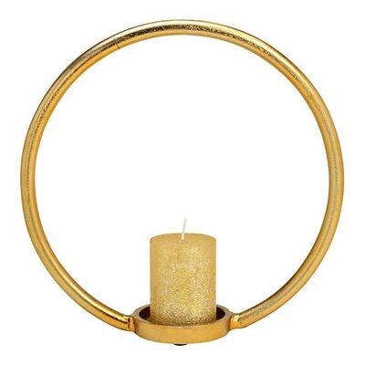 Portavelas circular de metal dorado (An/Al/Pr) 32x32x10cm