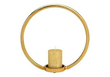 Bougeoir cercle en métal doré (L/H/P) 32x32x10cm