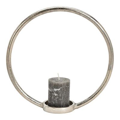 Portavelas circular de metal plateado (An/Al/Pr) 32x32x10cm