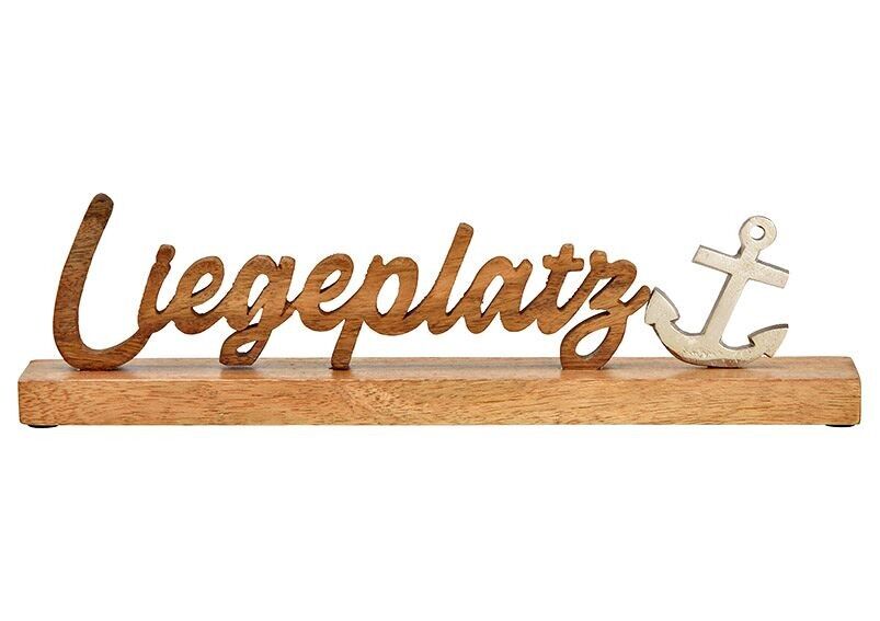 Aufsteller Schriftzug, Liegeplatz, Maritim Dekor, aus Mangoholz, Metall Braun (B/H/T) 40x11x5cm