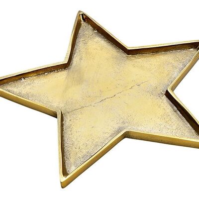Plato decorativo estrella de metal dorado (An/Al/Pr) 26x1,5x25cm
