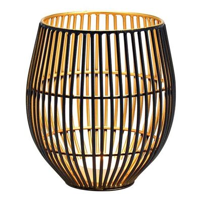 Lanterna, portacandele in metallo nero, oro (L/A/P) 12x14x12 cm