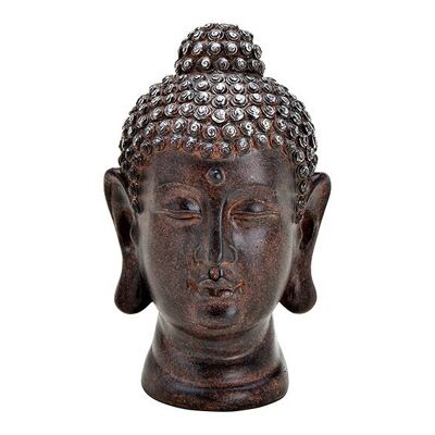 Cabeza de Buda de poliéster marrón (An/Al/Pr) 12x20x12cm