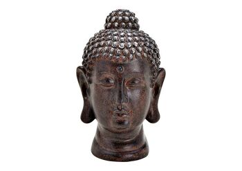 Tête de Bouddha en poly marron (L/H/P) 12x20x12cm