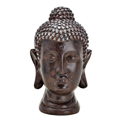 Cabeza de Buda de poliéster marrón (An/Al/Pr) 19x31x19cm