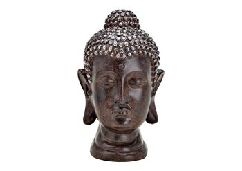 Tête de Bouddha en poly marron (L/H/P) 19x31x19cm