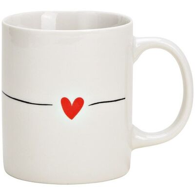 Taza con decoración de corazón de cerámica blanca (an/al/pr) 11x9x8cm 300ml