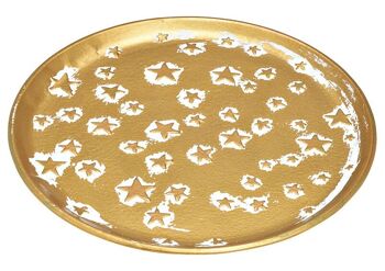 Assiette décorative décor étoile en bois doré (L/H/P) 30x2x30cm