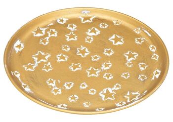 Assiette décorative décor étoile en bois doré (L/H/P) 40x2x40cm