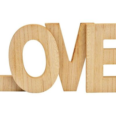Letra LOVE de madera de álamo natural (An/Al/Pr) 35x15x3cm
