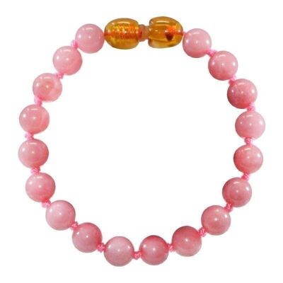 Pulsera de piedra natural para bebé - Cuarzo rosa